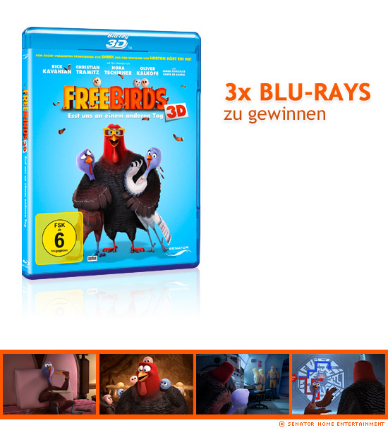 3x Free Birds - Esst uns an einem anderen Tag 3D Blu-rays zu gewinnen