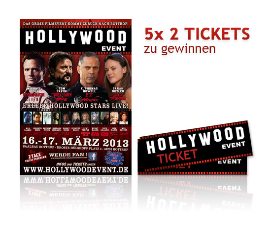 5x 2 Tickets für das Hollywood Event am 16.-17. März 2013 in Bottrop zu gewinnen