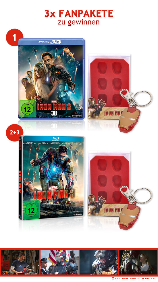 3x Iron Man 3 Blu-ray Fanpakete zu gewinnen