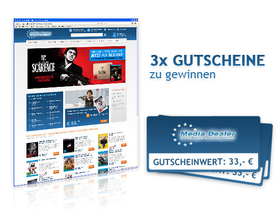 3x Gutscheine im Wert von 33,- Euro von Media-Dealer.de zu gewinnen