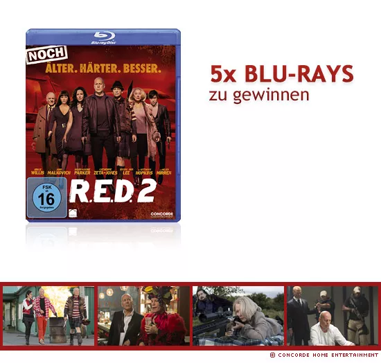 5x RED 2 - Noch Älter. Härter. Besser. Blu-rays zu gewinnen