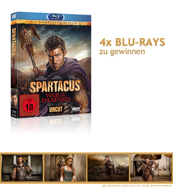 4x Spartacus: War of the Damned - Staffel 3 Blu-rays zu gewinnen