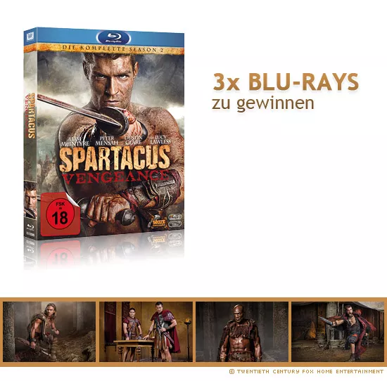 3x Spartacus: Vengeance – Staffel 2 Blu-rays zu gewinnen 3x Spartacus: Vengeance – Staffel 2 Blu-rays zu gewinnen