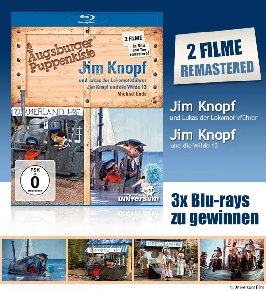 Verlosung: 3x Blu-rays Augsburger Puppenkiste: Jim Knopf und die Wilde 13 + Jim Knopf und Lukas der Lokomotivführer