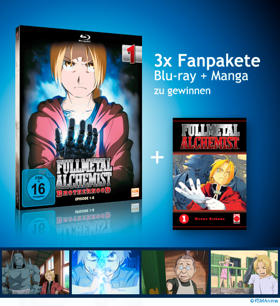 3x Fanpakete Fullmetal Alchemist + Manga zu gewinnen