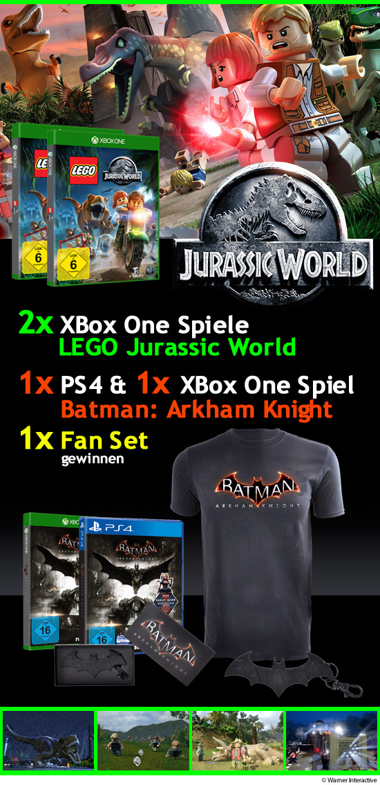 Verlosung: LEGO Jurassic World + Batman: Arkham Knight + Fanpaket