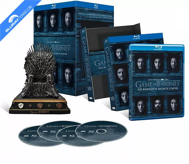 game-of-thrones-die-komplette-sechste-staffel-blu-ray---uv-copy-limited-edition-inkl.-eiserner-thron-buchstuetze-neu.webp