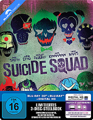 Suicide Squad (2016) 3D (Kinofassung + Extended Cut) (Limited Steelbook Edition) (Blu-ray 3D + Blu-ray + UV Copy) Blu-ray