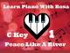 Play Piano Demo #2 with Chords & Rhythm Notation - Slow Motion in Key of C Line 1 - I've Got Peace Like a River
