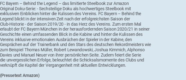 FC Bayern - Behind the Legend Limited Steelbook Edition Blu-ray - Film  Details
