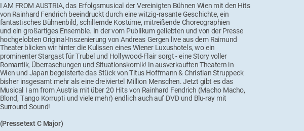 I am from Austria - Das Musical Blu-ray - Film Details